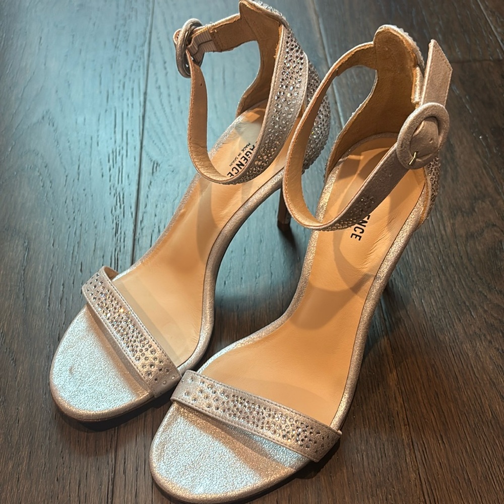 L’Agence crystal silver strappy heels, size 38.5